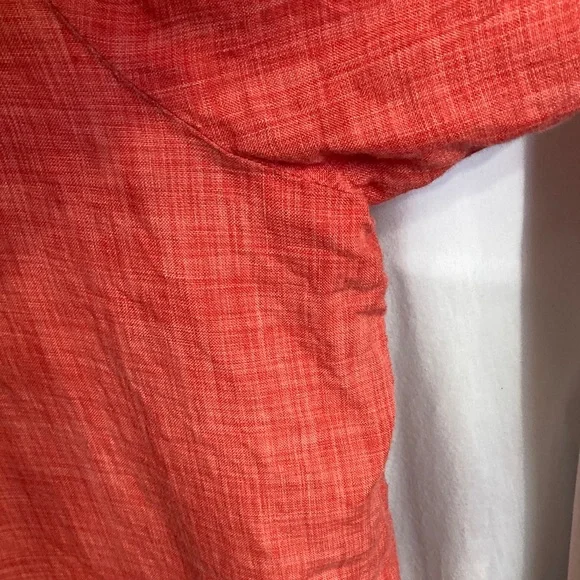 J. Jill 100% Linen Coral Button-Up Top Mandarin Collar Lightweight Knot Button - Picture 11 of 13